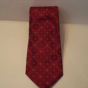 Ermenegildo Zegna Red Floral Tie 100% Silk EUC
